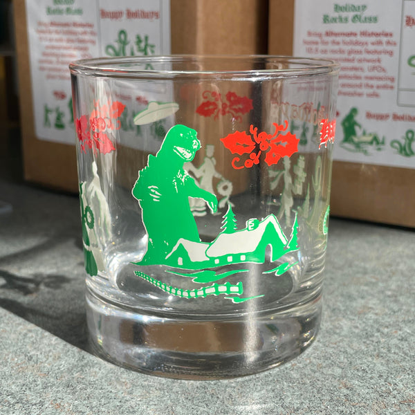 Happy Holidays Rocks Glass