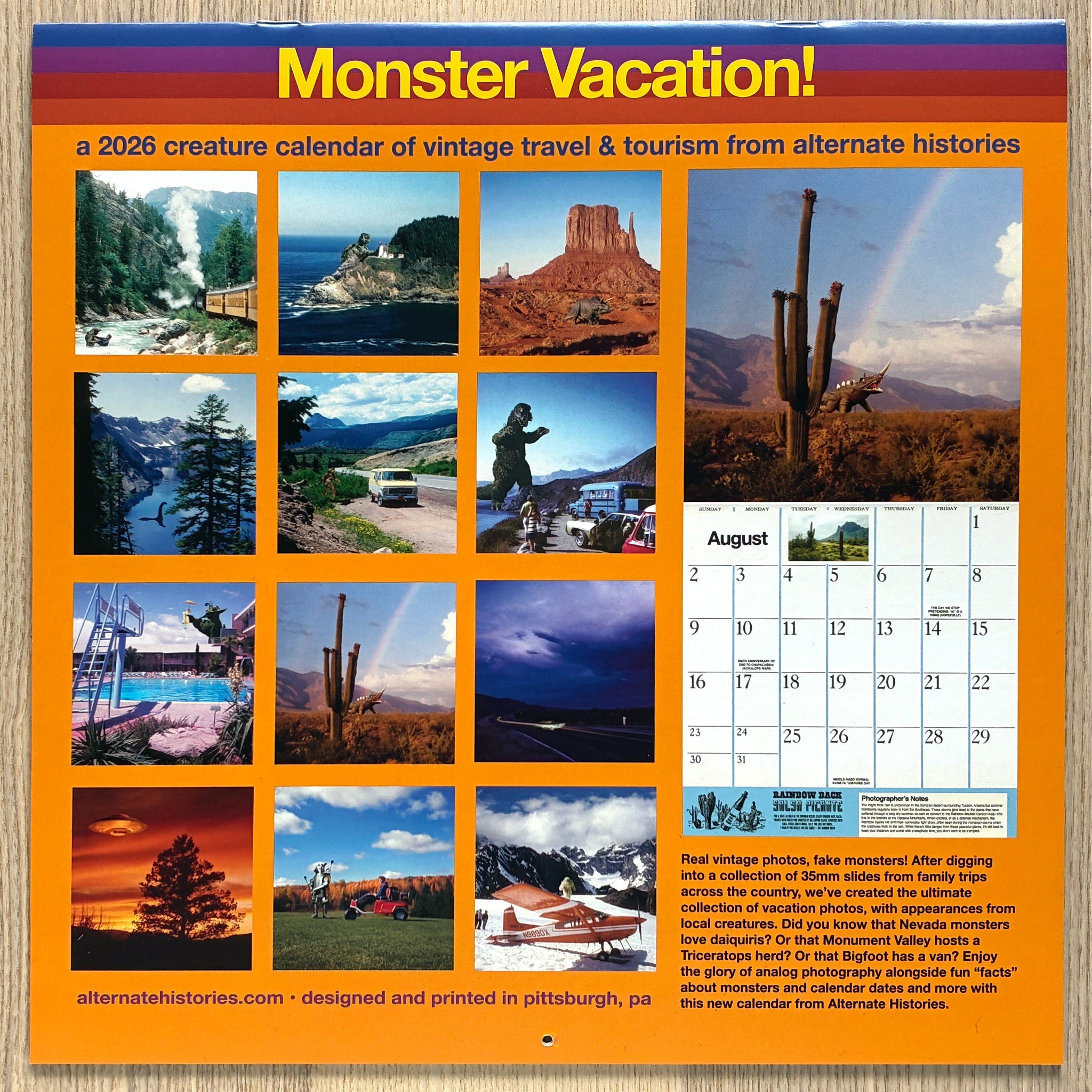 national park monsters calendar 2026 Monster Vacation Calendar