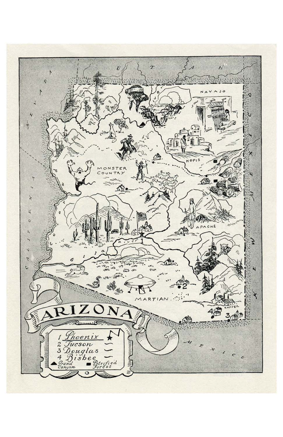 copper state monsters Arizona State Map